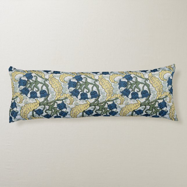 Floral Blue Flowers Lily Valley Repeating Body Cushion (Back)