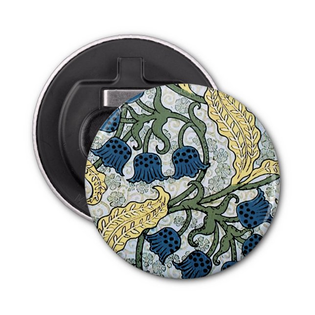 Floral Blue Flowers Lily Valley Repeating Bottle Opener (Front)