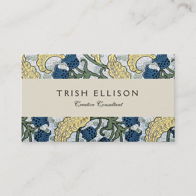 Floral Blue Flowers Lily Valley Repeating Business Card (Front)