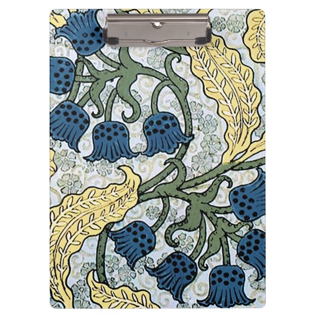 Floral Blue Flowers Lily Valley Repeating Clipboard (Front)