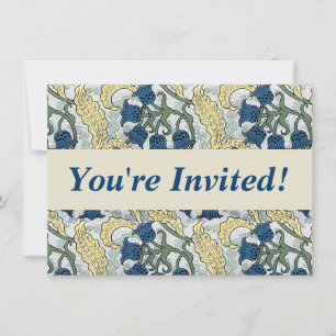 Floral Blue Flowers Lily Valley Repeating Invitation