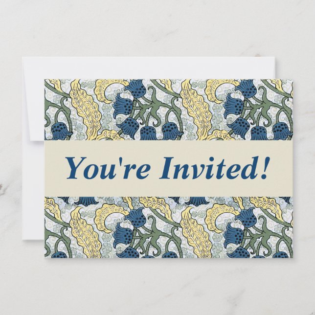 Floral Blue Flowers Lily Valley Repeating Invitation (Front)
