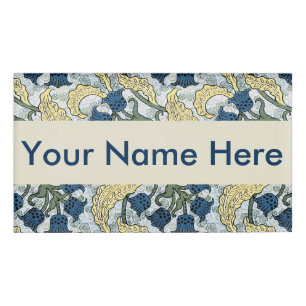 Floral Blue Flowers Lily Valley Repeating Name Tag