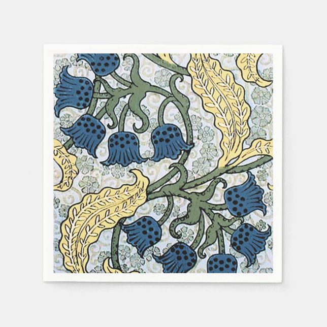 Floral Blue Flowers Lily Valley Repeating Napkin (Front)
