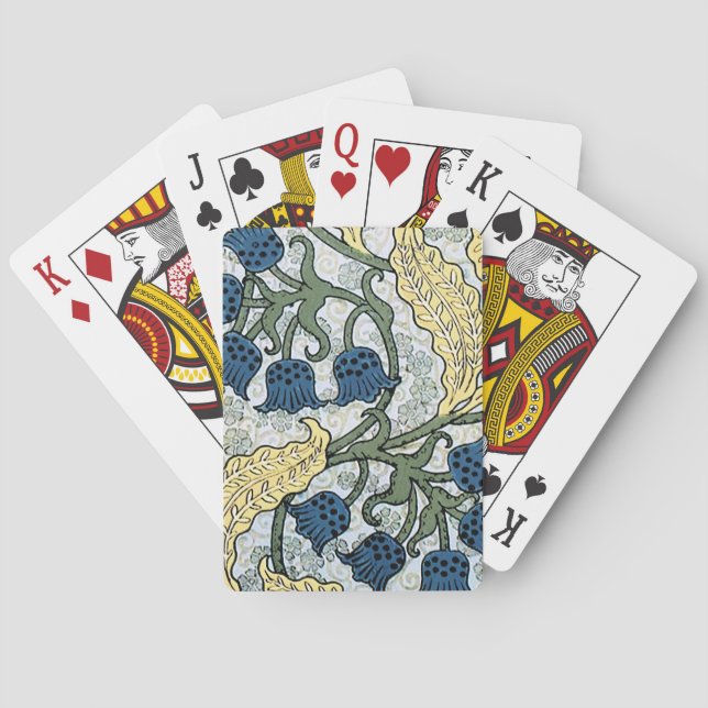 Floral Blue Flowers Lily Valley Repeating Playing Cards (Back)