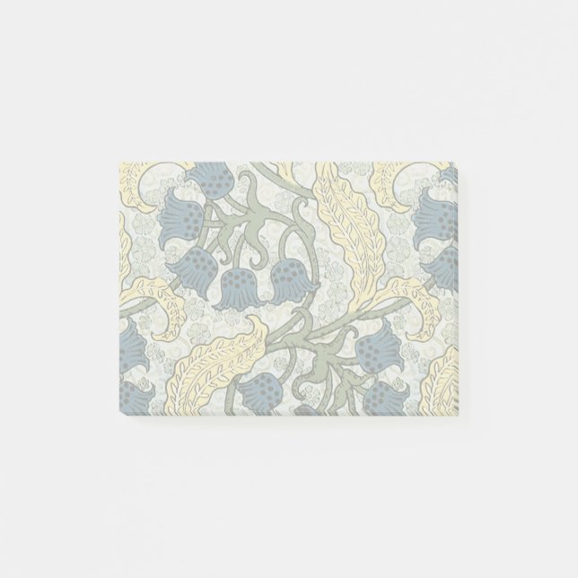 Floral Blue Flowers Lily Valley Repeating Post-it Notes (Front)