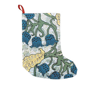 Floral Blue Flowers Lily Valley  Repeating Small Christmas Stocking