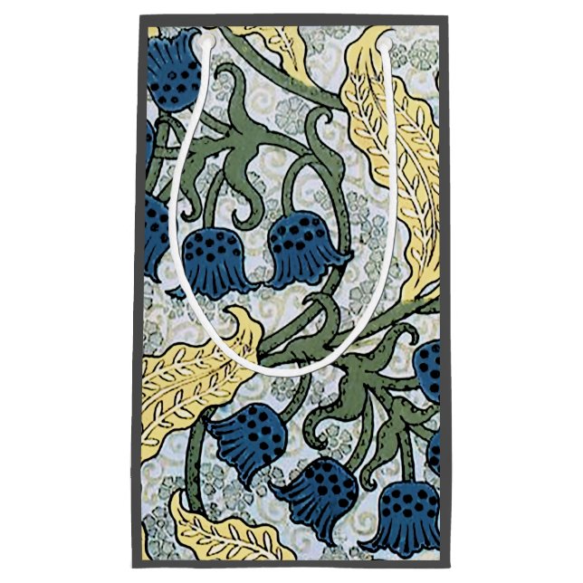 Floral Blue Flowers Lily Valley Repeating Small Gift Bag (Front)