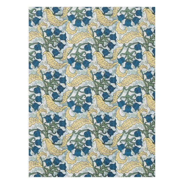 Floral Blue Flowers Lily Valley Repeating Tablecloth (Front)