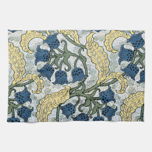 Floral Blue Flowers Lily Valley Repeating Tea Towel