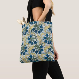 Floral Blue Flowers Lily Valley Repeating Tote Bag