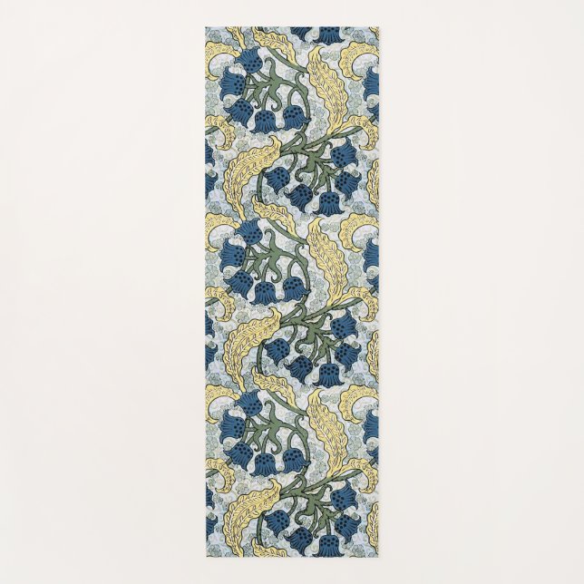 Floral Blue Flowers Lily Valley Repeating Yoga Mat (Front)