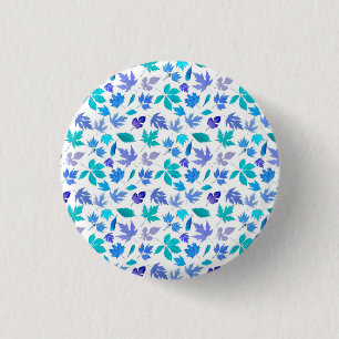 Floral Blue Flowers Pattern Design-36566 3 Cm Round Badge