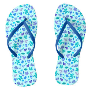 Floral Blue Flowers Pattern Design-36566 Flip Flops