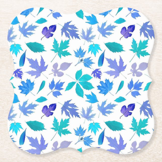 Floral Blue Flowers Pattern Design-36566 Paper Coaster (Front)