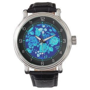 Floral Blue Flowers Pattern Watch