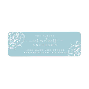 Floral Blue Future Mr Mrs Wedding Return Address