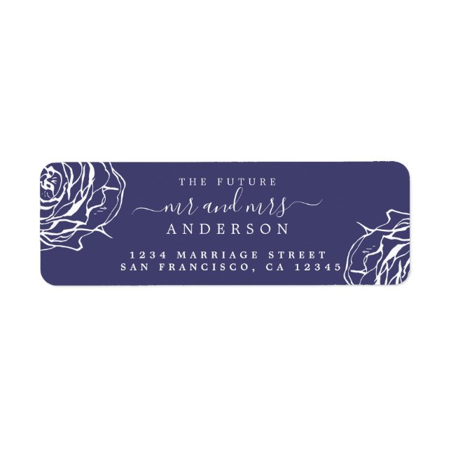 Floral Blue Future Mr Mrs Wedding Return Address (Front)