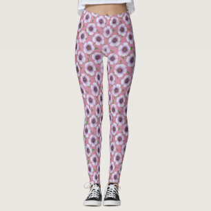 Floral Blue Garden Flower Pattern Leggings