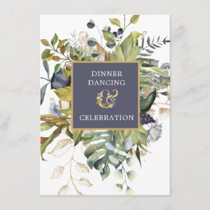 Floral Blue & Green w Ampersand Reception Enclosure Card