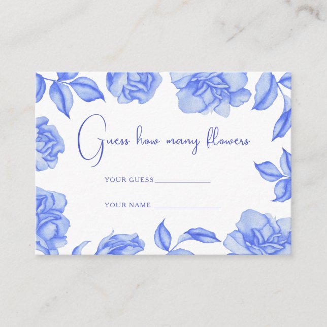 Floral blue - Guess how many flowers Enclosure Card (Front)