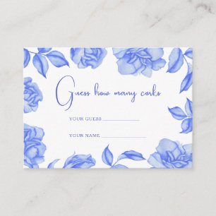 Floral blue - How many corks bridal game Enclosure Card
