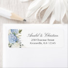 Floral Blue Hydrangea Greenery Return Address