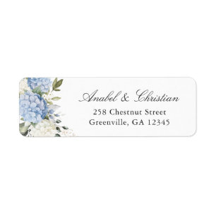 Floral Blue Hydrangea Greenery Return Address