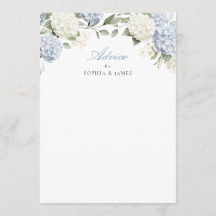 Floral Blue Hydrangea Greenery Wedding Advice Card