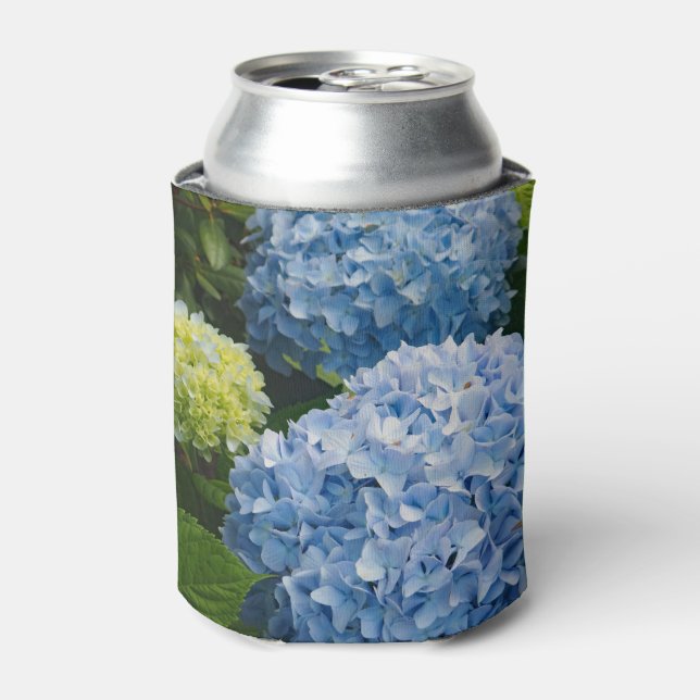 Floral Blue Hydrangea Photo Can Cooler (Can Front)