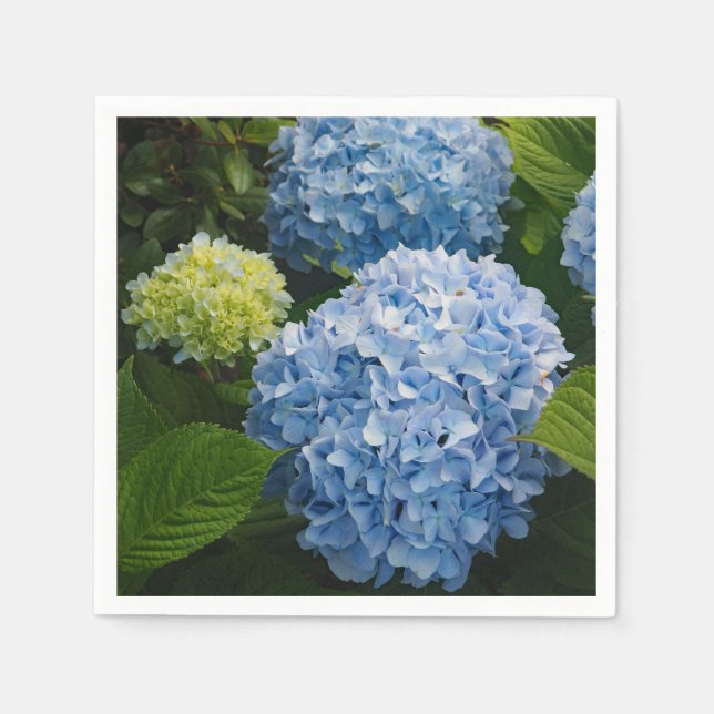 Floral Blue Hydrangea Photo Napkin (Front)