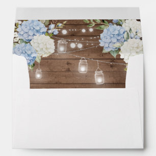 Floral Blue Hydrangea String Lights Wedding Envelope