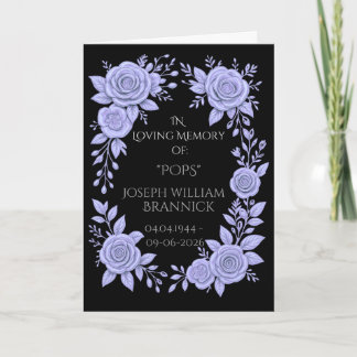 FLORAL BLUE. IN LOVING MEMORY KEEPSAKE, CARD