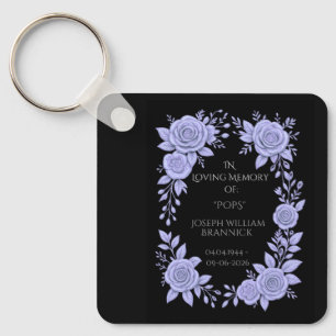 FLORAL BLUE. IN LOVING MEMORY KEEPSAKE,  KEY RING