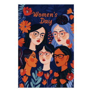 Floral Blue International Women's Day Poster
