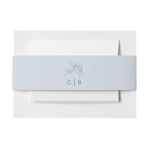 Floral Blue Invitation Belly Band