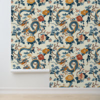 Floral Blue Japanese Dragon Elegant