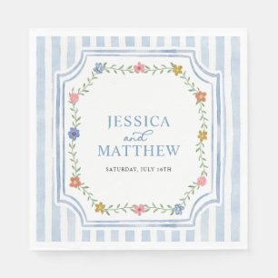 Floral Blue Lines Napkins