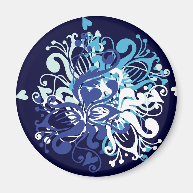 Floral Blue Magnet (Front)