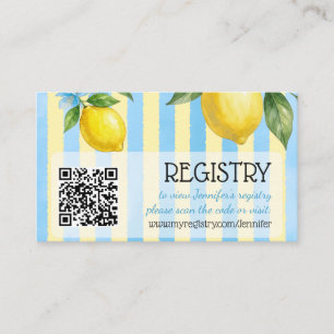 Floral Blue Main Squeeze Bridal Shower QR Registry Enclosure Card