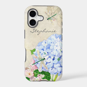 Floral Blue n Pink Hydrangeas Elegant Watercolor