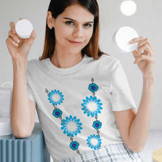 Floral Blue Ocean Geometric Casual Feminine Style Tri-Blend Shirt