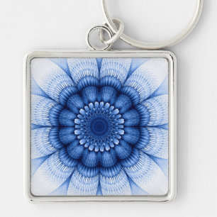Floral blue pattern key ring
