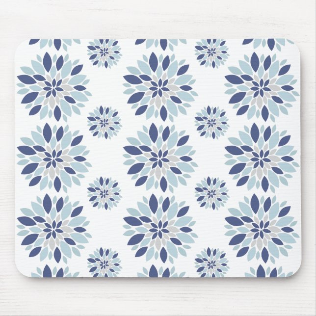 floral blue pattern mouse mat (Front)