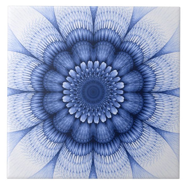 Floral blue pattern tile (Front)