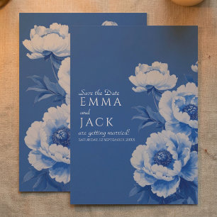 Floral Blue Peony Save the Date Wedding Invitation