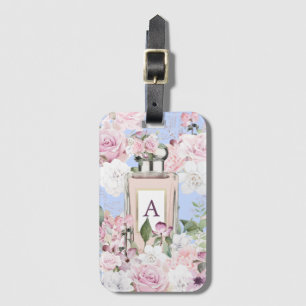 Floral Blue Periwinkle Perfume Bottle Luggage Tag