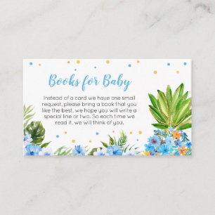 Floral Blue Pineapple Baby Shower Books for Baby Enclosure Card