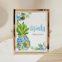 Floral Blue Pineapple Baby Shower Drinks