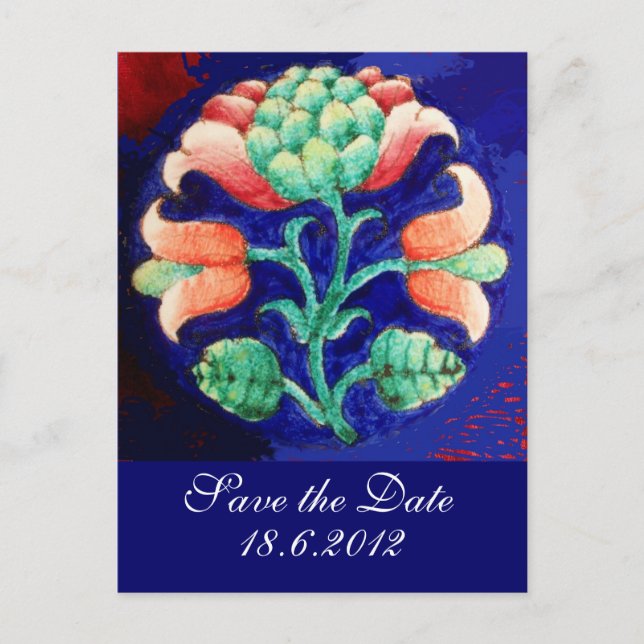 FLORAL , blue pink green Announcement Postcard (Front)